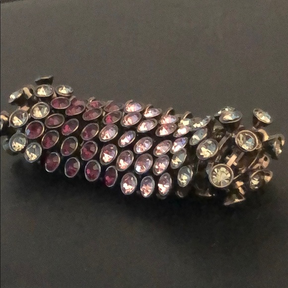 GUNMETAL & BEZEL CRYSTAL ELASTIC BRACELET - Picture 9 of 9